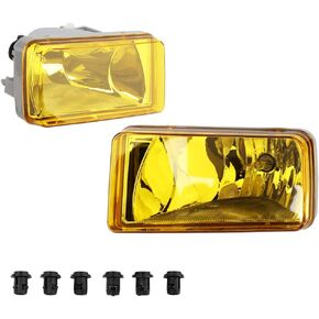 IRONTEK Amber Lens Bumper Fog Lights Assembly Fits 2007-2014 for Chevy Silverado, 2007-2008 Cadillac Escalade, 2007-2014 GMC Sierra 1 Set Driving Fog Lamps Fog Light Housing Assembly