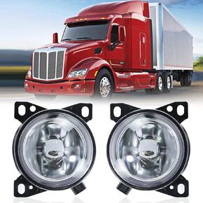 Fog Lights Assembly LED fit for Peterbilt 579(2013-2022) Peterbilt 587, Kenworth T660(2014-2021) Fog Lamp Driver and Passenger Side Semi Truck(Black)