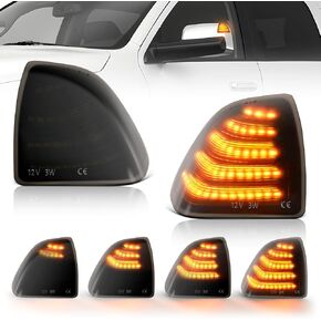 LED Mirror Turn Signal Lights Puddle Light Assembly Compatible with Dodge Ram 1500 2500 3500 2010-2014 Amber Dynamic Switchback