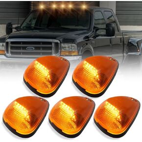 New LED Cab Roof Marker Lights Top Clearance Running Lights for F250 F350 F450 F550 Super Duty 1999-2016, F650 F750 2004-2017, Smoked Lens White LED Cab Marker Lamps, 5 PCS