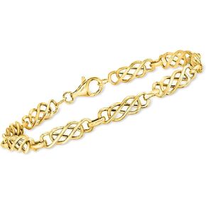 Ross-Simons 14kt Yellow Gold Double-Infinity Link Bracelet. 7 inches