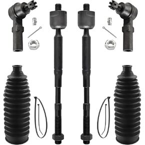 6pcs Front Steering Kit Tie Rod End Inner and Outer and Boots for 2002-2006 Nissan Altima and 2004-2008 Nissan Maxima