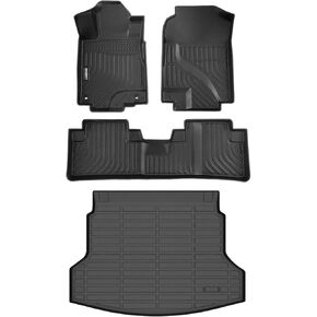GINOWY-Floor Mats & Cargo Liner for Honda CRV 2012-2016 (Not Fit CRV Touring & EX-L), TPE All Weather CR-V Car Mats, Non-Slip Trunk Mat Floor Liners Waterproof Custom Fit Accessories Mats Black