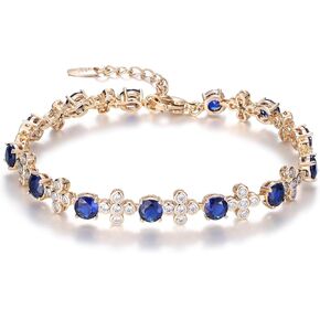 سوار ذهبي مزخرف بأحجار الزركونيا المكعبة باللون الأزرق/الأحمر/الأخضر/الأرجواني للنساء، سوار عصري مطلي بالذهب عيار 18 قيراط، هدية للزوجة الصديقة والأم in Kuwait