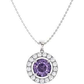 Diamondere Natural and Certified Gemstone and Diamond Halo Petite Necklace in 14k Solid Gold | 0.61 Carat Pendant with Chain