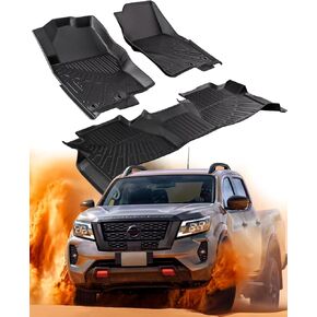 DrCarNow Floor Mats for Nissan Frontier 2022 2023 2024 Crew Cab with 2nd Row Under-Seat Storage,Heavy Duty All-Weather Floor Mats TPE Liners,Custom Fit 2 Row Set for Nissan Frontier Accessories