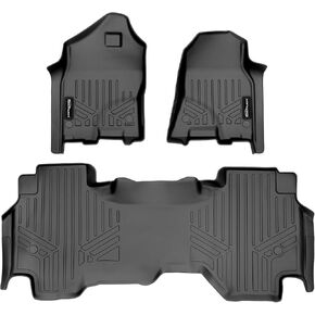 SMARTLINER Custom Floor Mats 2 Row Liner Set Black Compatible with 2019-2022 Ram 1500 Quad Cab Vinyl Floor Without Rear Underseat Storage Box