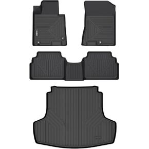 GINOWY-Floor Mats Cargo Liner for Kia K5 2021-2024 2025 (Only FWD Models) & for Hyundai Sonata 2020-2025, TPE All Weather 2024 K5 Car Floor Mats Set, 2024 Sonata Trunk Mat Anti-Slip Durable Black