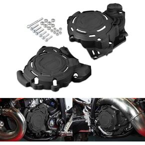 Black Engine Clutch Cover Ignition Guard Protector Compatible with KTM 250 300 EXC XCW 2024,Compatible with Husqvarna 250 300 TE 2024,See fitment