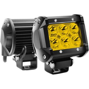 Chelhead Led Spot Lights for Trucks, 2PCS 18W 4 Inch Yellow Led Light Bar 1260lm Off Road Fog Lights Compatible with SUV Boat Jeep Bronco UTV ATV Marine Motorcycle