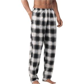 OYOANGLE Men's Plaid Pajama Pants Soft Lounge Pants Elastic Waist PJ Bottoms Sleepwear