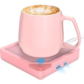 Coffee Mug Warmer Set with Dual USB & Fast Charger - Yolin Cup Warmer for Office Desk Use with 10 OZ Cup - Keeps Cocoa, Tea, Water, Milk and Candle Warm