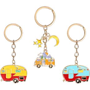 3Pcs Camper Keychain Set,Keyring Compatible with RV Camper Key Pendant Keychain Personalized Key Chain Couple Camping Gifts for Valentine's Day,Birthday,Christmas and Anniversary,for Men Women
