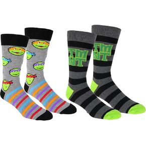Teenage Mutant Ninja Turtles Casual Crew Socks 2 Pair Pack Grey Heather