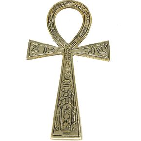 Vrinda® Ancient Egyptian Brass Ankh Wall Art - Handcrafted in India – Hanging Sculpture for Altar, Home Decor - Sacred Symbol (6.3 x 3.5 x 0.47 inches)