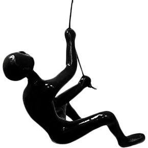 Climbing Man Wall Art for Home Decor with 30" Leather Rope | Polyresin Statues and Sculptures with Hanging Hardware Included for Modern Wall Decor and Motivational Art, Black, 1 Piece