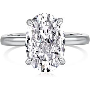 3CT خواتم الخطبة 925 فضة البيضاوي قطع مكعب خاتم مرصع بحجر الزركون العصابات الزفاف وعد خواتم للنساء