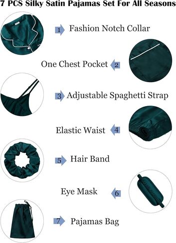 SWOMOG Womens 4pcs Pajamas Sets Short Sleeve Camisole with Button Down Shirt Pjs Silk Satin Sleepwear Loungewear in Kuwait