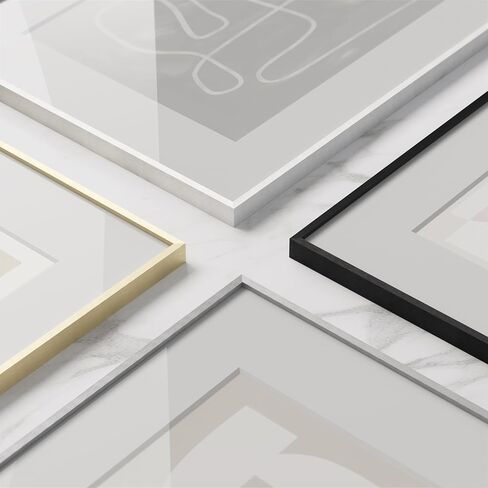 HAUS AND HUES 8x8 Picture Frame with Real Glass & Gold Premium-Grade Metal Matted to 4x4 - Aluminum 8x8 Frame - Includes Easel Back, Hanging Kit - Ideal for Home, Office (8x8 in, Gold) in Saudi Arabia