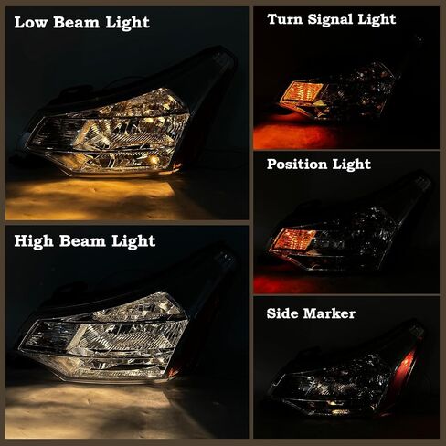 A Pair Headlight Compatible for 2008-2011 Ford Focus S/SE/SES/SEL Chrome Housing with Amber Reflector Headlamp Assembly Left Driver&Right Passenger 8S4Z13008F FO2502244 8S4Z13008E FO2503244 in Saudi Arabia