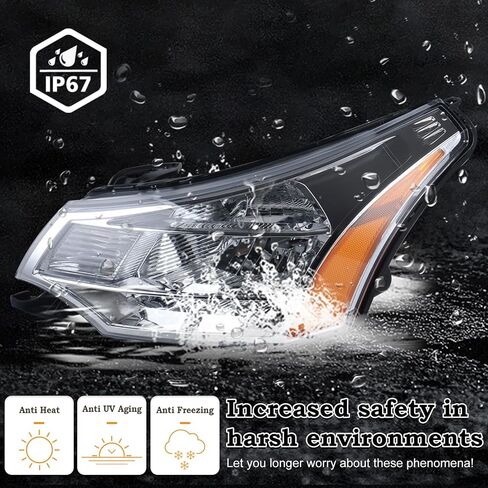 A Pair Headlight Compatible for 2008-2011 Ford Focus S/SE/SES/SEL Chrome Housing with Amber Reflector Headlamp Assembly Left Driver&Right Passenger 8S4Z13008F FO2502244 8S4Z13008E FO2503244 in Saudi Arabia