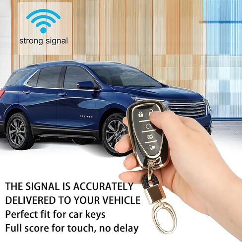 متوافق مع غطاء Chevy Key Fob، سلاسل المفاتيح الذهبية، لسيارة شيفروليه إكوينوكس ماليبو كروز تاهو كامارو ترافيرس بليزر فولت ملحقات بولت، 5 أزرار (أسود) in Kuwait