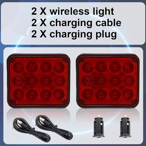 2PCS Caution Lights, Rechargeable Strobe Lights,Wireless Trailer Lights, Beacon strobe light,Amber Flashing Warning Emergency beacon lights with Magnetic for Trucks Trailer Bus Tracto in Saudi Arabia