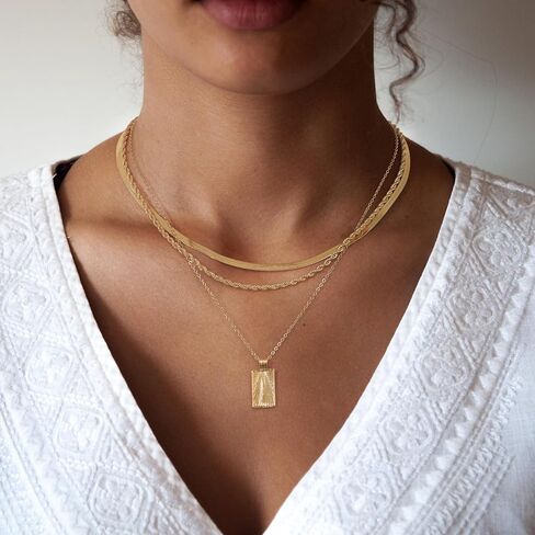 قلادة ذهبية مكتنزة للنساء، 14 قيراط مطلية بالذهب الكوبي وصلة مشبك ورق سلسلة قلادة سحر الطبقات القلائد للنساء العصرية بيان متعرجة قلادة قلادة للنساء مجوهرات الذهب السميك in Kuwait