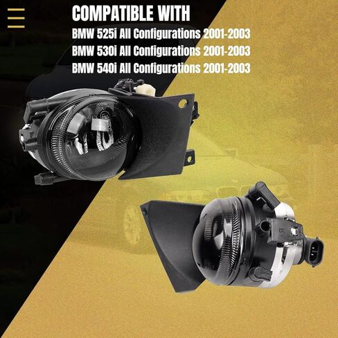مصابيح الضباب لـ 2001 2002 2003 BMW 5 Series E39 BMW 525i BMW 530i BMW 540i (ث/س M-Technik Sport Pkg) زوج مصابيح الضباب البديلة OEM مع المصابيح (عدسة الدخان) in Kuwait
