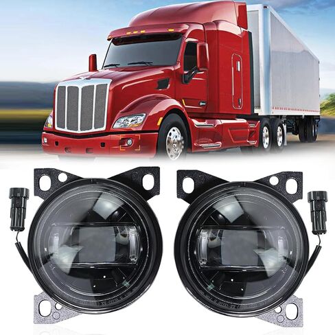 Fog Lights Assembly LED fit for Peterbilt 579(2013-2022) Peterbilt 587, Kenworth T660(2014-2021) Fog Lamp Driver and Passenger Side Semi Truck(Black) in Saudi Arabia
