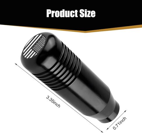 قطعة واحدة من مقابض تحويل السيارة ذات العلم الأمريكي، لمسة مريحة، زخرفة معدنية متينة لمحول السيارة مع محولات، ملحقات ذراع ناقل الحركة للسيارات ذات الوزن العالمي (أسود) in Kuwait