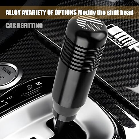 قطعة واحدة من مقابض تحويل السيارة ذات العلم الأمريكي، لمسة مريحة، زخرفة معدنية متينة لمحول السيارة مع محولات، ملحقات ذراع ناقل الحركة للسيارات ذات الوزن العالمي (أسود) in Kuwait