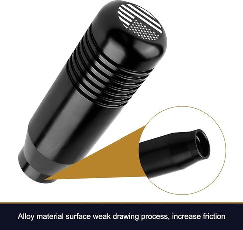 قطعة واحدة من مقابض تحويل السيارة ذات العلم الأمريكي، لمسة مريحة، زخرفة معدنية متينة لمحول السيارة مع محولات، ملحقات ذراع ناقل الحركة للسيارات ذات الوزن العالمي (أسود) in Kuwait