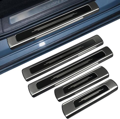 Stainless Steel Outer Door Sill Protector Cover Trim Accessories Interior Door Entry Guard Plate Decoration Sticker for XC90 Carbon Fiber (2016-2024) in Saudi Arabia