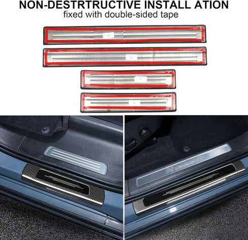 Stainless Steel Outer Door Sill Protector Cover Trim Accessories Interior Door Entry Guard Plate Decoration Sticker for XC90 Carbon Fiber (2016-2024) in Saudi Arabia