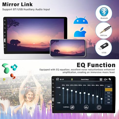 SIXWIN 9 بوصة شاشة لمس واحدة Din ستيريو سيارة متوافق مع بلوتوث FM مرآة وصلة EQ كاميرا احتياطية عجلة القيادة التحكم MIC 1080P HD شاشة 7 ألوان ضوء سيارة MP5 مشغل وسائط متعددة in Saudi Arabia