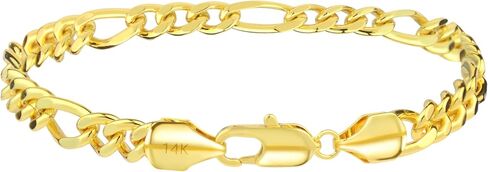 14K Gold Figaro Link Bracelets for Women & Men - Dainty Gold Jewelry, Elegant Chain Design, Gift-Ready 6.5MM in Sizes 7 to 9 Inches in Saudi Arabia