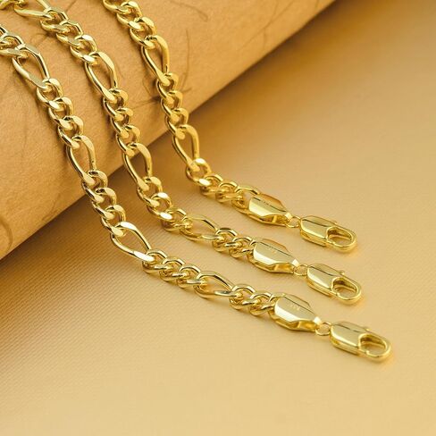 14K Gold Figaro Link Bracelets for Women & Men - Dainty Gold Jewelry, Elegant Chain Design, Gift-Ready 6.5MM in Sizes 7 to 9 Inches in Saudi Arabia