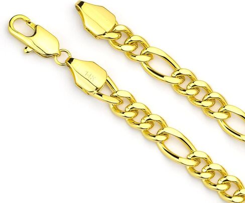 14K Gold Figaro Link Bracelets for Women & Men - Dainty Gold Jewelry, Elegant Chain Design, Gift-Ready 6.5MM in Sizes 7 to 9 Inches in Saudi Arabia