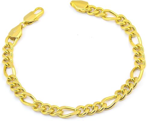 14K Gold Figaro Link Bracelets for Women & Men - Dainty Gold Jewelry, Elegant Chain Design, Gift-Ready 6.5MM in Sizes 7 to 9 Inches in Saudi Arabia
