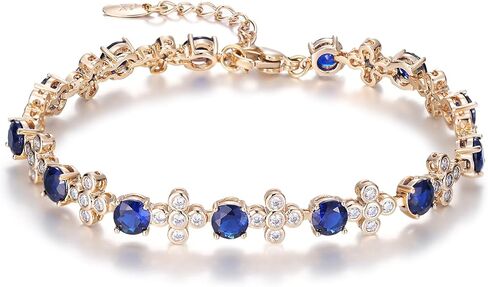 سوار ذهبي مزخرف بأحجار الزركونيا المكعبة باللون الأزرق/الأحمر/الأخضر/الأرجواني للنساء، سوار عصري مطلي بالذهب عيار 18 قيراط، هدية للزوجة الصديقة والأم in Kuwait