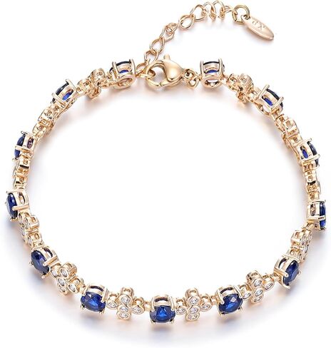 سوار ذهبي مزخرف بأحجار الزركونيا المكعبة باللون الأزرق/الأحمر/الأخضر/الأرجواني للنساء، سوار عصري مطلي بالذهب عيار 18 قيراط، هدية للزوجة الصديقة والأم in Kuwait