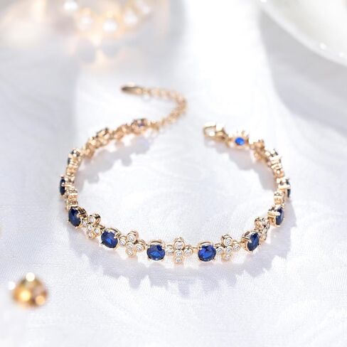 سوار ذهبي مزخرف بأحجار الزركونيا المكعبة باللون الأزرق/الأحمر/الأخضر/الأرجواني للنساء، سوار عصري مطلي بالذهب عيار 18 قيراط، هدية للزوجة الصديقة والأم in Kuwait