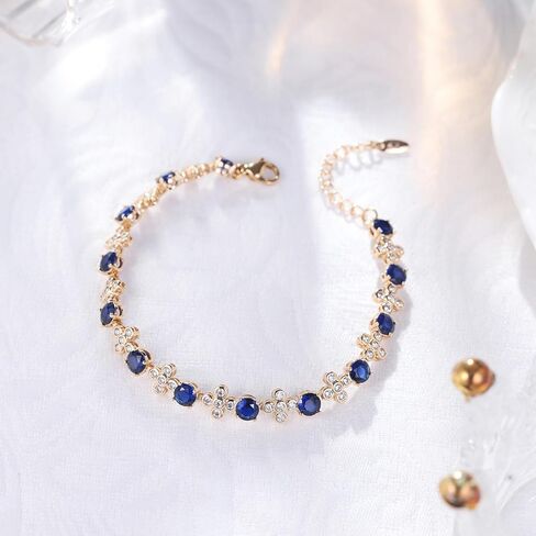 سوار ذهبي مزخرف بأحجار الزركونيا المكعبة باللون الأزرق/الأحمر/الأخضر/الأرجواني للنساء، سوار عصري مطلي بالذهب عيار 18 قيراط، هدية للزوجة الصديقة والأم in Kuwait