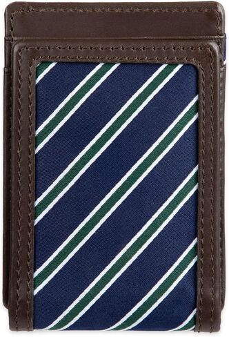 Tommy Hilfiger Men's RFID Classic Stripe Fabric Inlay Leather Wallet-Passcase, Trifold and Magnetic Front Pocket in Saudi Arabia