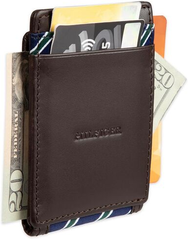 Tommy Hilfiger Men's RFID Classic Stripe Fabric Inlay Leather Wallet-Passcase, Trifold and Magnetic Front Pocket in Saudi Arabia