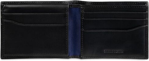 Tommy Hilfiger Men's RFID Classic Stripe Fabric Inlay Leather Wallet-Passcase, Trifold and Magnetic Front Pocket in Saudi Arabia