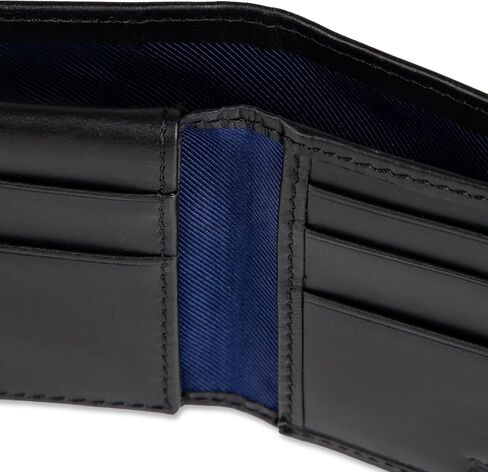 Tommy Hilfiger Men's RFID Classic Stripe Fabric Inlay Leather Wallet-Passcase, Trifold and Magnetic Front Pocket in Saudi Arabia
