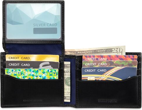 Tommy Hilfiger Men's RFID Classic Stripe Fabric Inlay Leather Wallet-Passcase, Trifold and Magnetic Front Pocket in Saudi Arabia