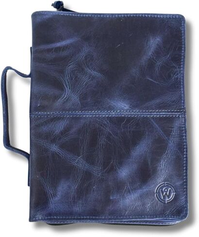 Full Grain, Natural Leather Bible Cover/Case with Zipper - Handmade in Saudi Arabia
